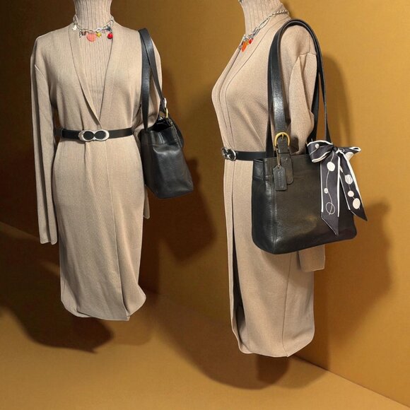 VTG Coach Waverly Soho Buckle Tote 4157 Black Leather Brass Shoulder Bag Y2K USA - Picture 3 of 9